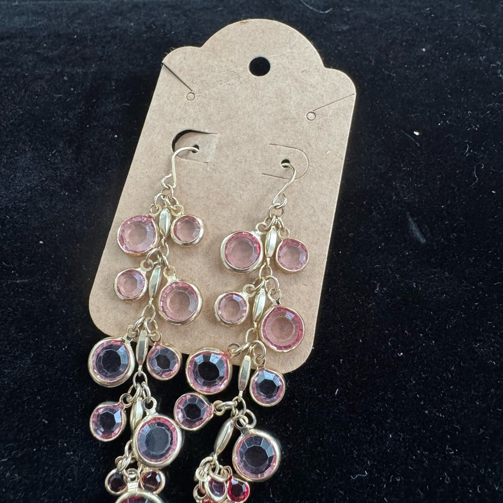 Carolee Gold and Pink Earrings - Picture 2 of 2